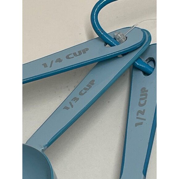 Bohemian 4-Piece Stainless Steel Measuring Cup Set 1 Cup 1/2 1/3 1/4 Blue Finish - Picture 3 of 8